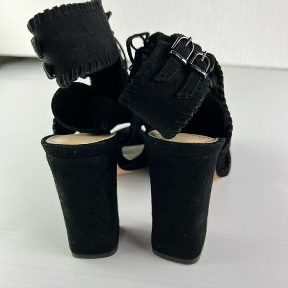 ALEXANDRE BIRMAN Booties womens size 7 Black Suede Lace-Up Open Toe - Picture 8 of 13